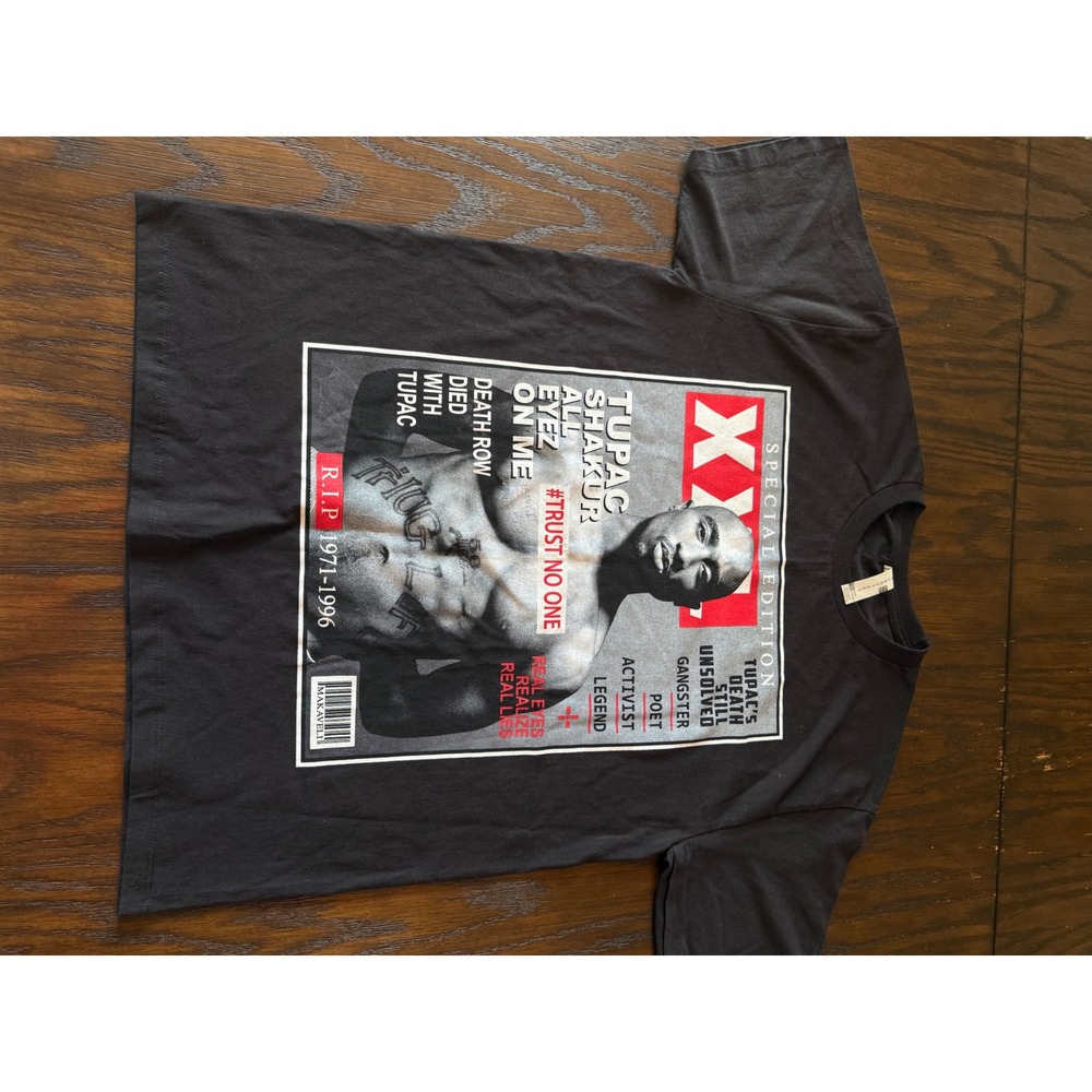Avery Tees Tupac XXL Magazine Graphic T-Shirt Mens Large Black NEW Hip Hop